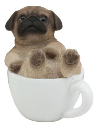 Ebros Gift Ebros Realistic Mini Adorable Pug Dog Teacup Statue 3"H Pet Pal Dog Breed Figurine
