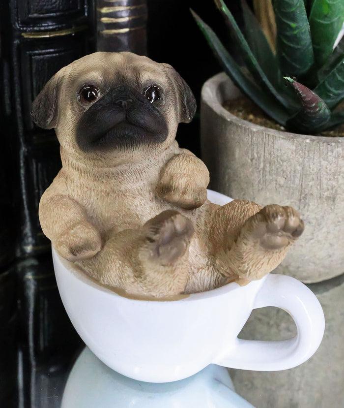 ebros gift Ebros Realistic Mini Adorable Pug Dog Teacup Statue 3"H Pet Pal Dog Breed Figurine