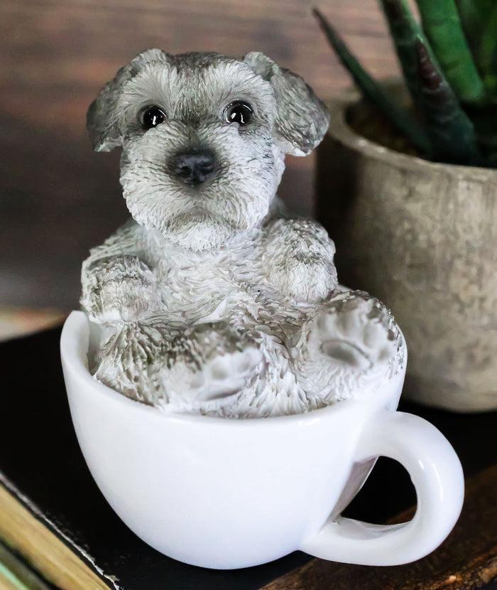 ebros gift Ebros Realistic Mini Adorable Schnauzer Teacup Statue 3"H Pet Pal Dog Breed Figurine