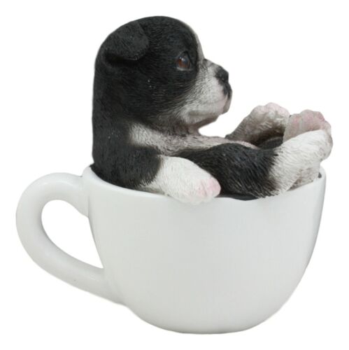 Ebros Gift Ebros Realistic Mini Boston Terrier Teacup Statue 2.5"H Pet Pal Tuxedo Gentleman Dog