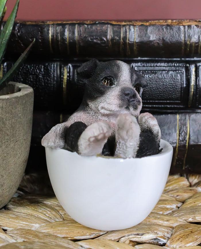 Ebros Gift Ebros Realistic Mini Boston Terrier Teacup Statue 2.5"H Pet Pal Tuxedo Gentleman Dog