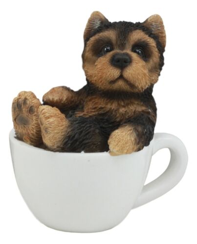 Ebros Gift Ebros Realistic Mini Yorkie Teacup Statue 3" Pet Pal Yorkshire Terrier Dog Figurine