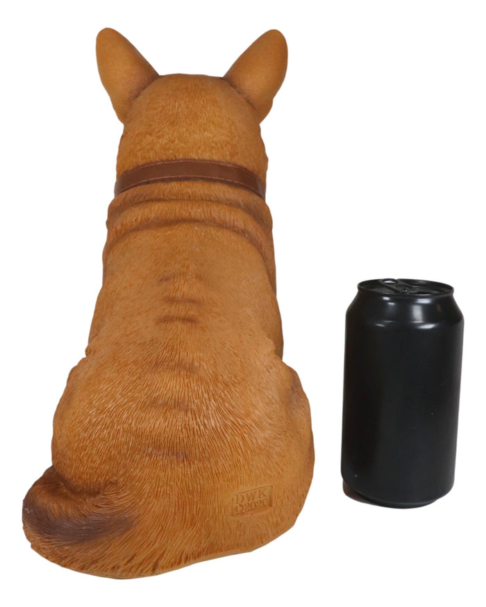 Ebros Gift Ebros Realistic Pembroke Welsh Corgi Dog Statue 13"L With Jingle Collar Greeting Sign