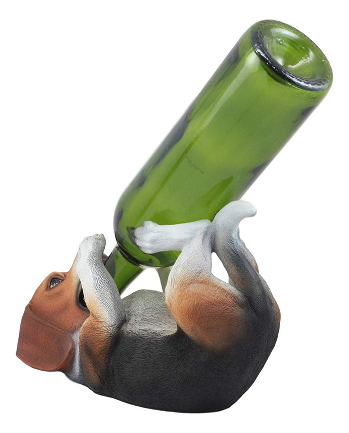 Ebros Gift Ebros Realistic Tricolor Beagle Wine Holder Figurine 10" Long Hound Pedigree Dog