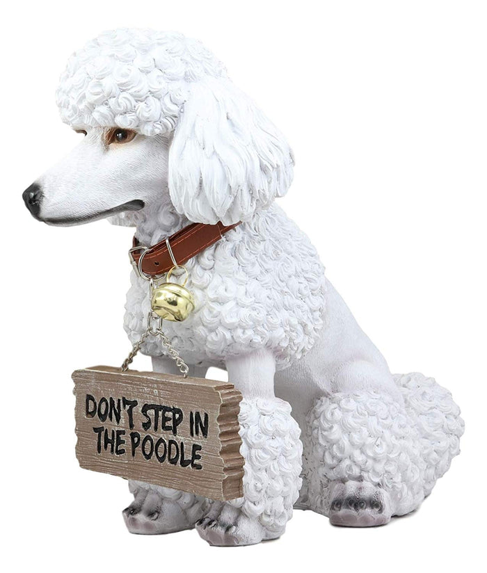 Ebros Gift Ebros Realistic White French Poodle Dog Fifi Welcome Greeter Statue With Jingle Collar