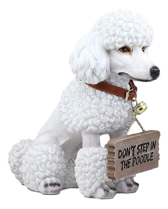 Ebros Gift Ebros Realistic White French Poodle Dog Fifi Welcome Greeter Statue With Jingle Collar