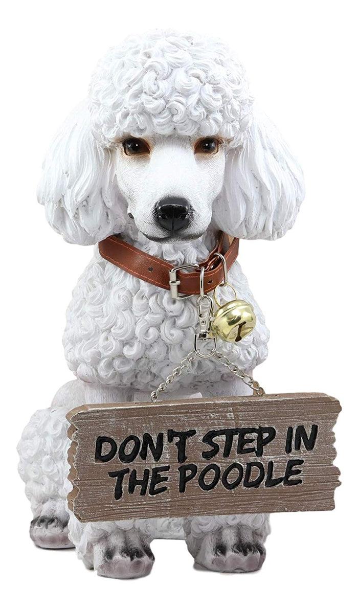 ebros gift Ebros Realistic White French Poodle Dog Fifi Welcome Greeter Statue With Jingle Collar