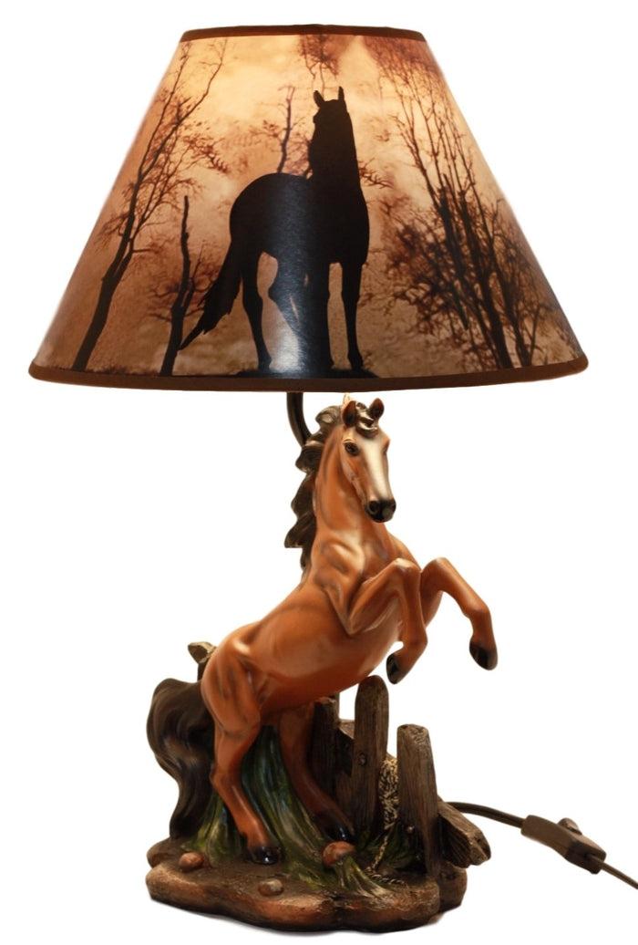 Ebros Gift Ebros Rearing Wild Chestnut Horse Stallion Desktop Table Lamp With Shade Home Decor