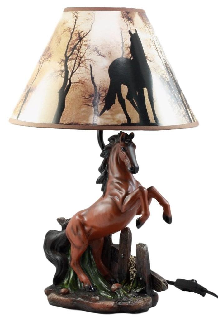 Ebros Gift Ebros Rearing Wild Chestnut Horse Stallion Desktop Table Lamp With Shade Home Decor