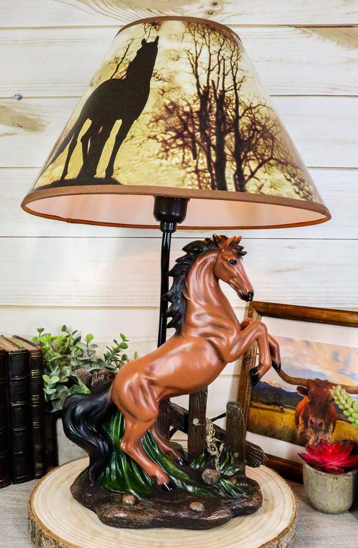 ebros gift Ebros Rearing Wild Chestnut Horse Stallion Desktop Table Lamp With Shade Home Decor
