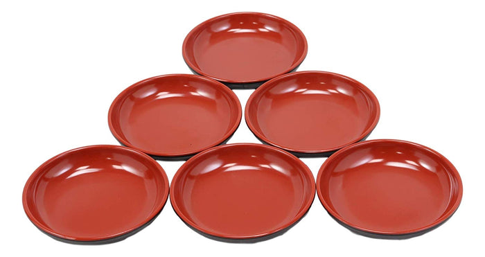 Ebros Gift Ebros Red And Black Melamine Traditional Design Condiments Soy Sauce Dipping Plate Or Dish Set Of 6 Great Housewarming Gift Or Party Decor For Sushi Asian Dining Restaurant Supply