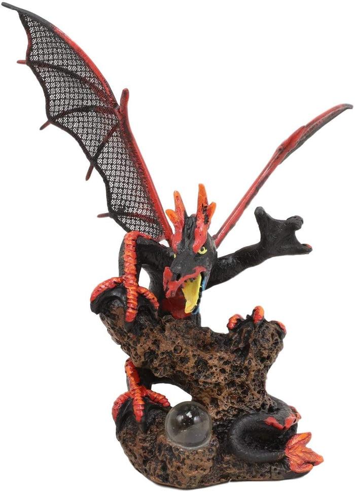 Ebros Gift Ebros Red And BlackBattle Hardened Volcano Pterosaur Dragon Figurine 6" Long