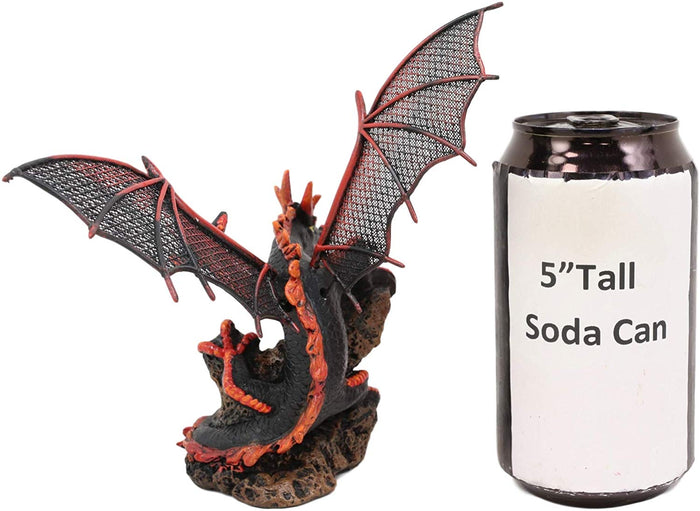 Ebros Gift Ebros Red And BlackBattle Hardened Volcano Pterosaur Dragon Figurine 6" Long