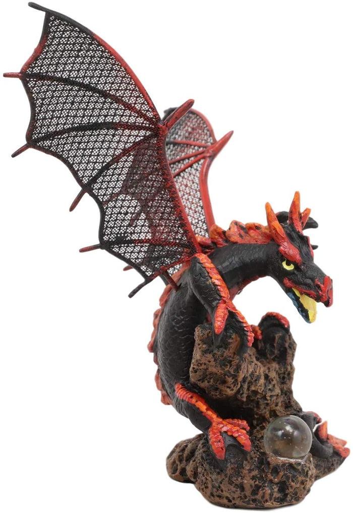 ebros gift Ebros Red and BlackBattle Hardened Volcano Pterosaur Dragon Figurine 6" Long