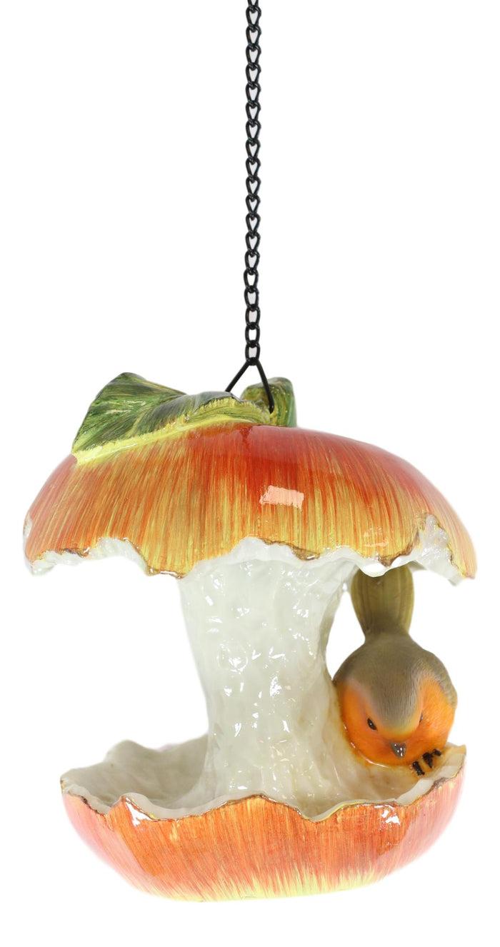 Ebros Gift Ebros Red Apple Fruit With Perching Finch Bird Feeder With Hanging Chains Figurine
