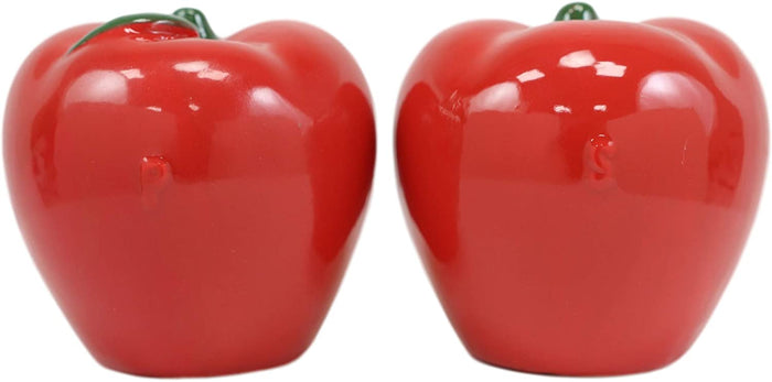 Ebros Gift Ebros Red Apples Ceramic Magnetic Salt And Pepper Shakers Set 3" Height