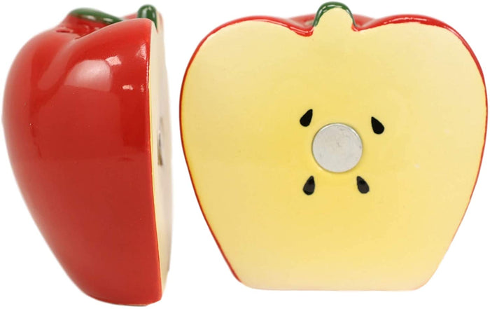 Ebros Gift Ebros Red Apples Ceramic Magnetic Salt And Pepper Shakers Set 3" Height