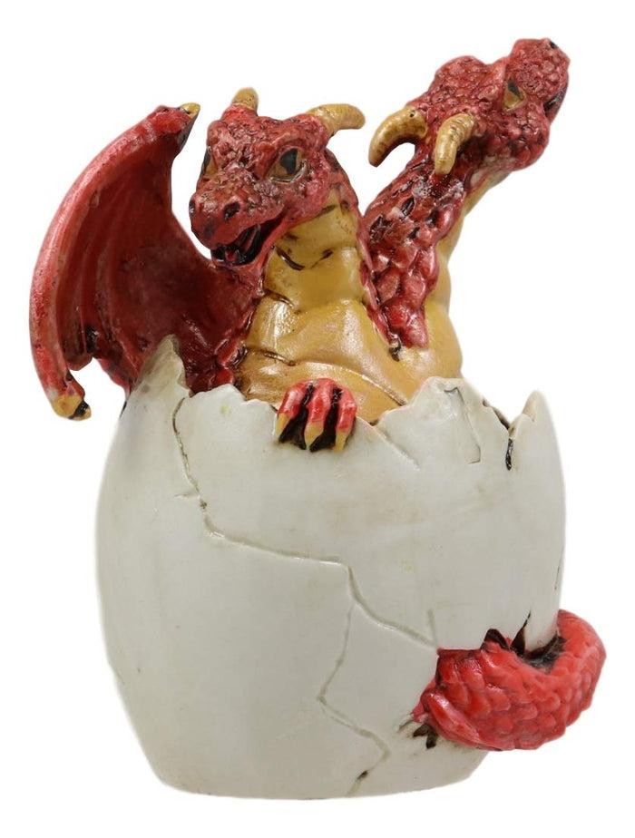Ebros Gift Ebros Red Baby Wyrmling Two Headed Dragon Hydra Hatchling In Egg Statue 3.25" Tall Dungeons Dragons Legends Fantasy Home And Garden Accent Decor