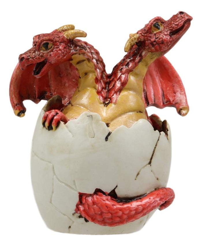 Ebros Gift Ebros Red Baby Wyrmling Two Headed Dragon Hydra Hatchling In Egg Statue 3.25" Tall Dungeons Dragons Legends Fantasy Home And Garden Accent Decor