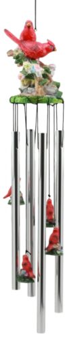Ebros Gift Ebros Red Crest Cardinal Birds Lovers Couple Wind Chime Patio Garden Decor 21" L