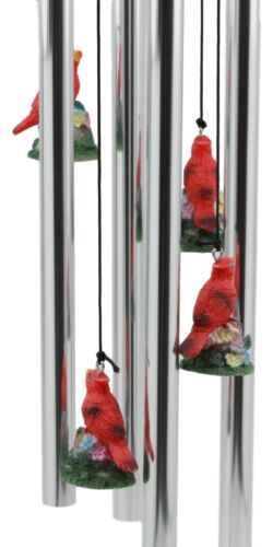 Ebros Gift Ebros Red Crest Cardinal Birds Lovers Couple Wind Chime Patio Garden Decor 21" L