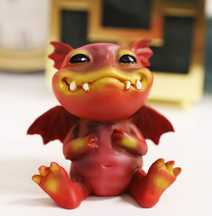 ebros gift Ebros Red Devilish Fire Wyrmling Baby Dragon Bo Figurine Collectible 3"H