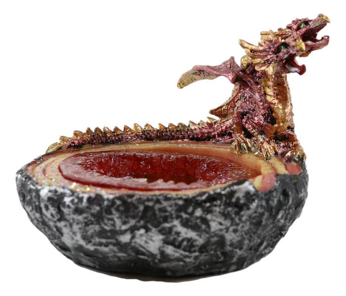 Ebros Gift Ebros Red Double Headed Hydra Dragon On Ruby Quartz Crystal Quarry Ashtray Figurine