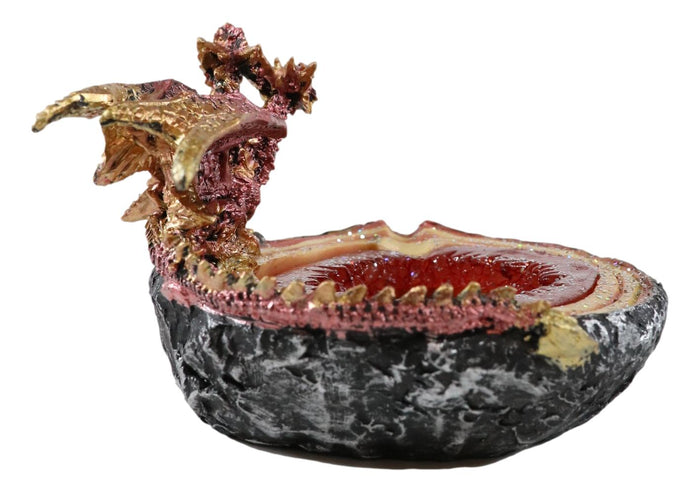 Ebros Gift Ebros Red Double Headed Hydra Dragon On Ruby Quartz Crystal Quarry Ashtray Figurine