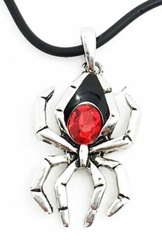 Ebros Gift Ebros Red Gem Black Widow Spider Arachnid Necklace Pendant Medallion
