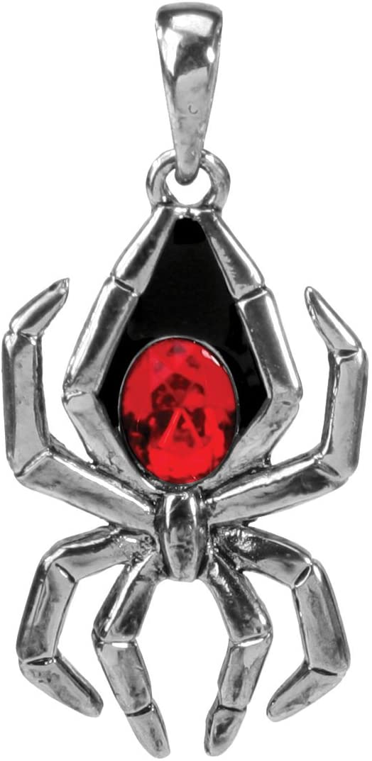 Ebros Gift Ebros Red Gem Black Widow Spider Arachnid Necklace Pendant Medallion