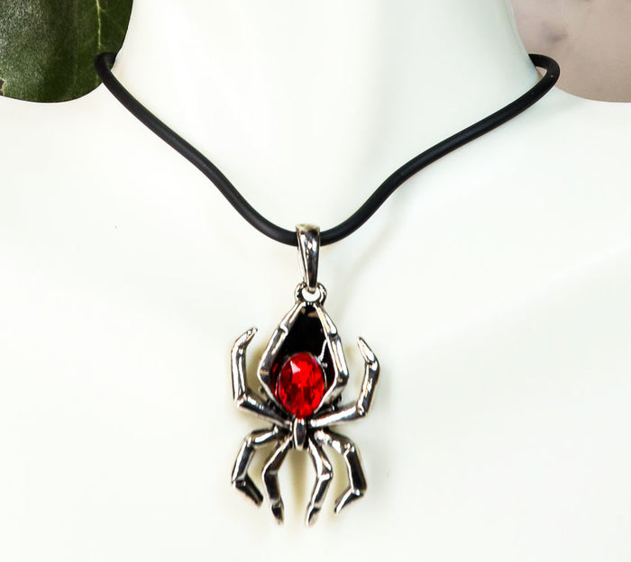 ebros gift Ebros Red Gem Black Widow Spider Arachnid Necklace Pendant Medallion