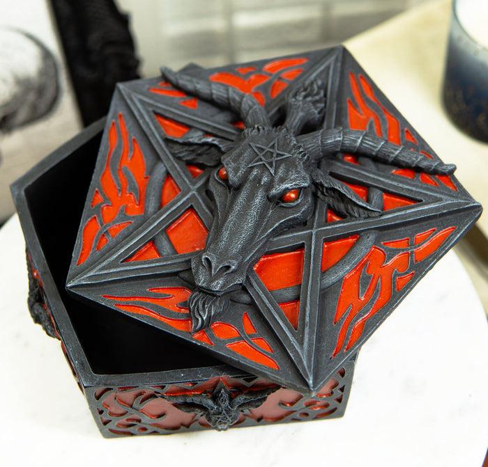 Ebros Gift Ebros Red Gothic Pentagram Sabbatic Goat Baphomet Decorative Jewelry Box