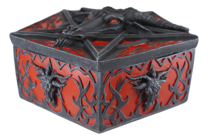 Ebros Gift Ebros Red Gothic Pentagram Sabbatic Goat Baphomet Decorative Jewelry Box