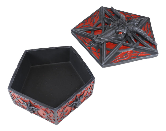 Ebros Gift Ebros Red Gothic Pentagram Sabbatic Goat Baphomet Decorative Jewelry Box
