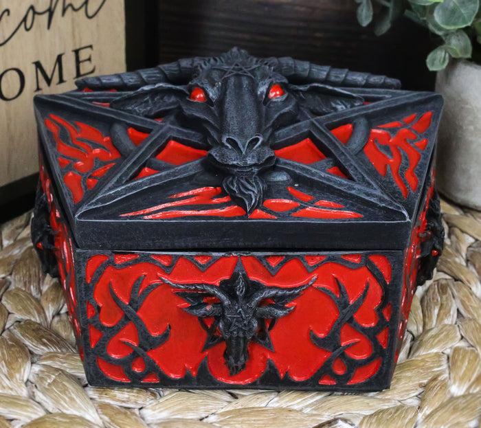 ebros gift Ebros Red Gothic Pentagram Sabbatic Goat Baphomet Decorative Jewelry Box