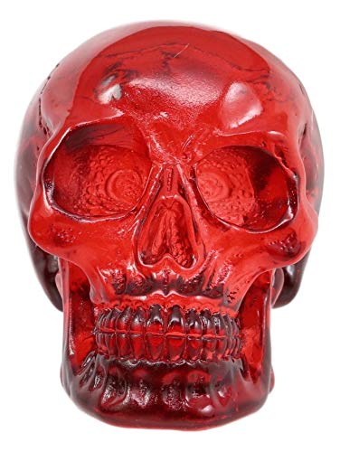 Ebros Gift Ebros Red Translucent Witching Hour Gazing Skull Miniature Figurine 2.5" Long