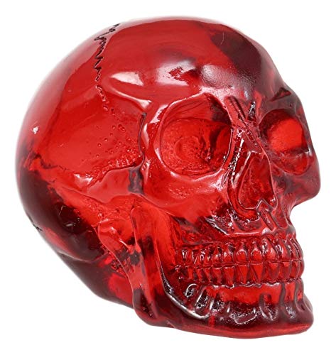 Ebros Gift Ebros Red Translucent Witching Hour Gazing Skull Miniature Figurine 2.5" Long