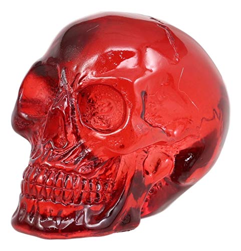 ebros gift Ebros Red Translucent Witching Hour Gazing Skull Miniature Figurine 2.5" Long