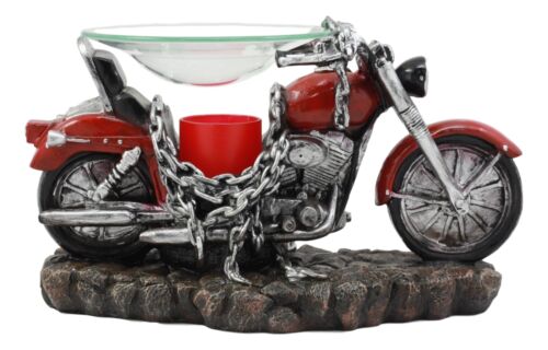 Ebros Gift Ebros Red Vintage Motorcycle Chopper Bike Electric Oil Burner Or Tart Warmer Figurine