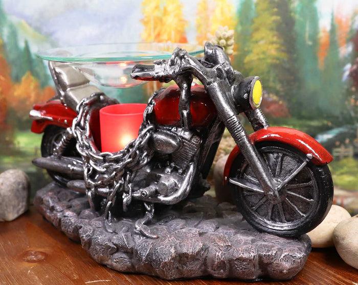 ebros gift Ebros Red Vintage Motorcycle Chopper Bike Electric Oil Burner Or Tart Warmer Figurine