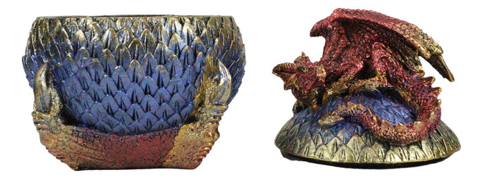 Ebros Gift Ebros Red Wyrmling Dragon On Dragon Claw Scaly Colorful Decorative Box Figurine