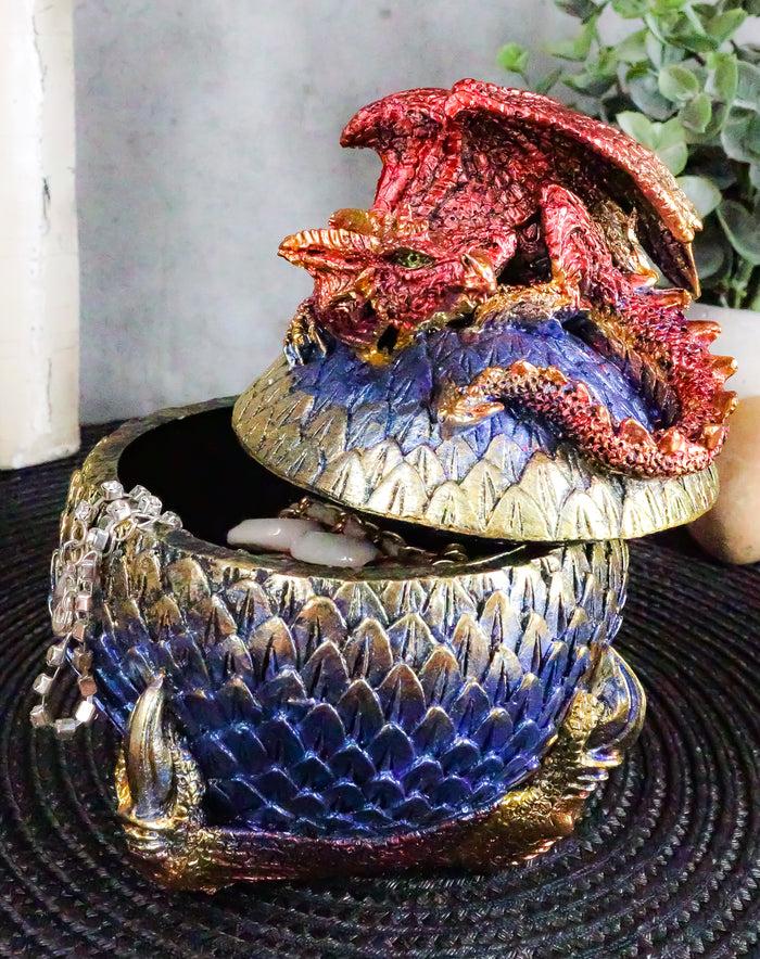 ebros gift Ebros Red Wyrmling Dragon On Dragon Claw Scaly Colorful Decorative Box Figurine