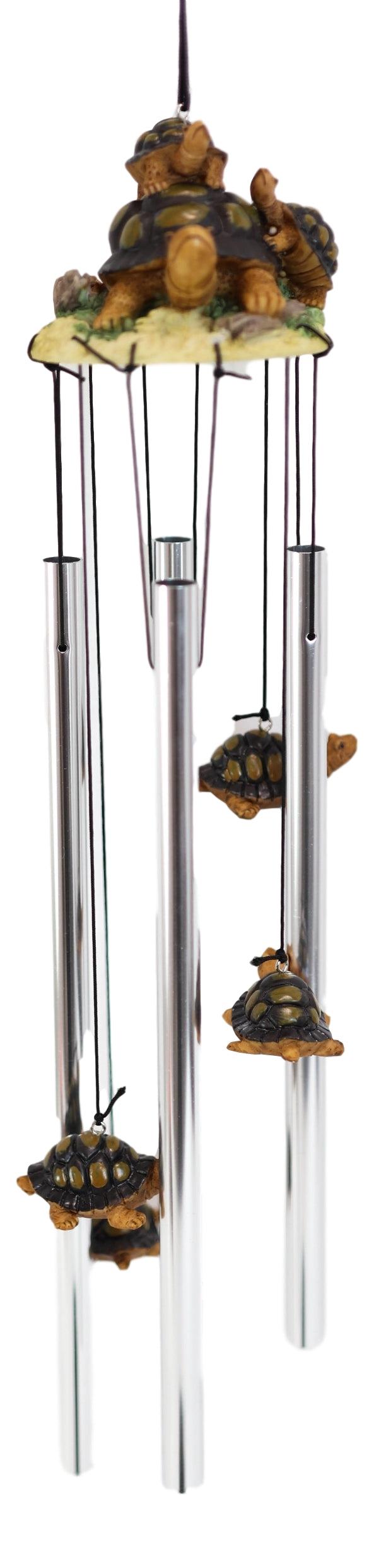 Ebros Gift Ebros Reptile Brown Giant Tortoise Mother Piggybacking Hatchling Wind Chime