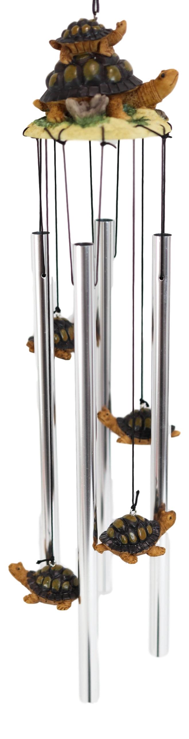 Ebros Gift Ebros Reptile Brown Giant Tortoise Mother Piggybacking Hatchling Wind Chime