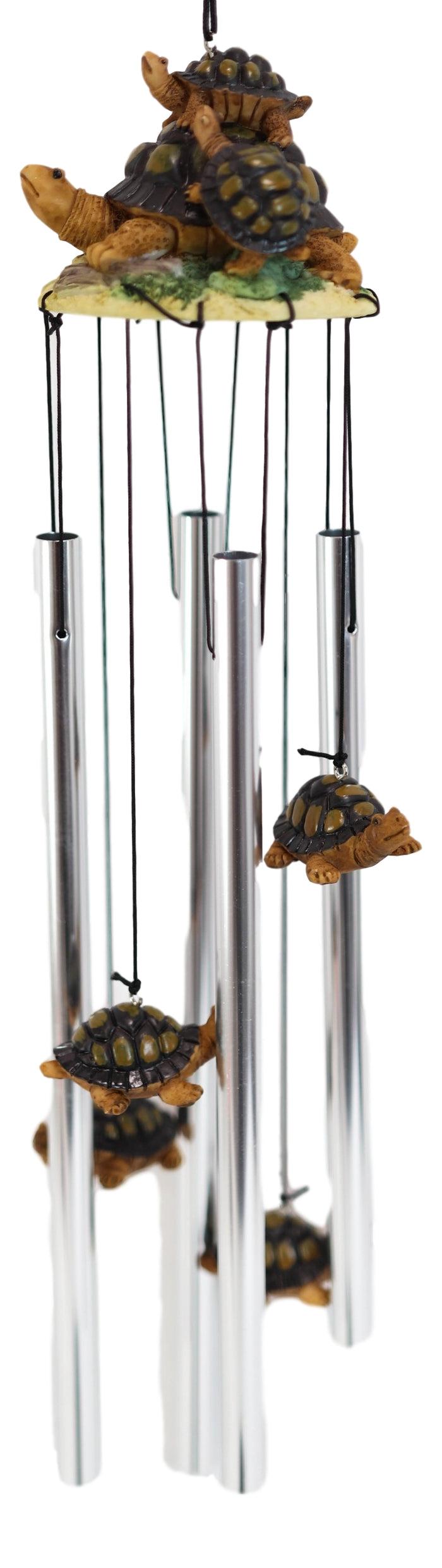 Ebros Gift Ebros Reptile Brown Giant Tortoise Mother Piggybacking Hatchling Wind Chime