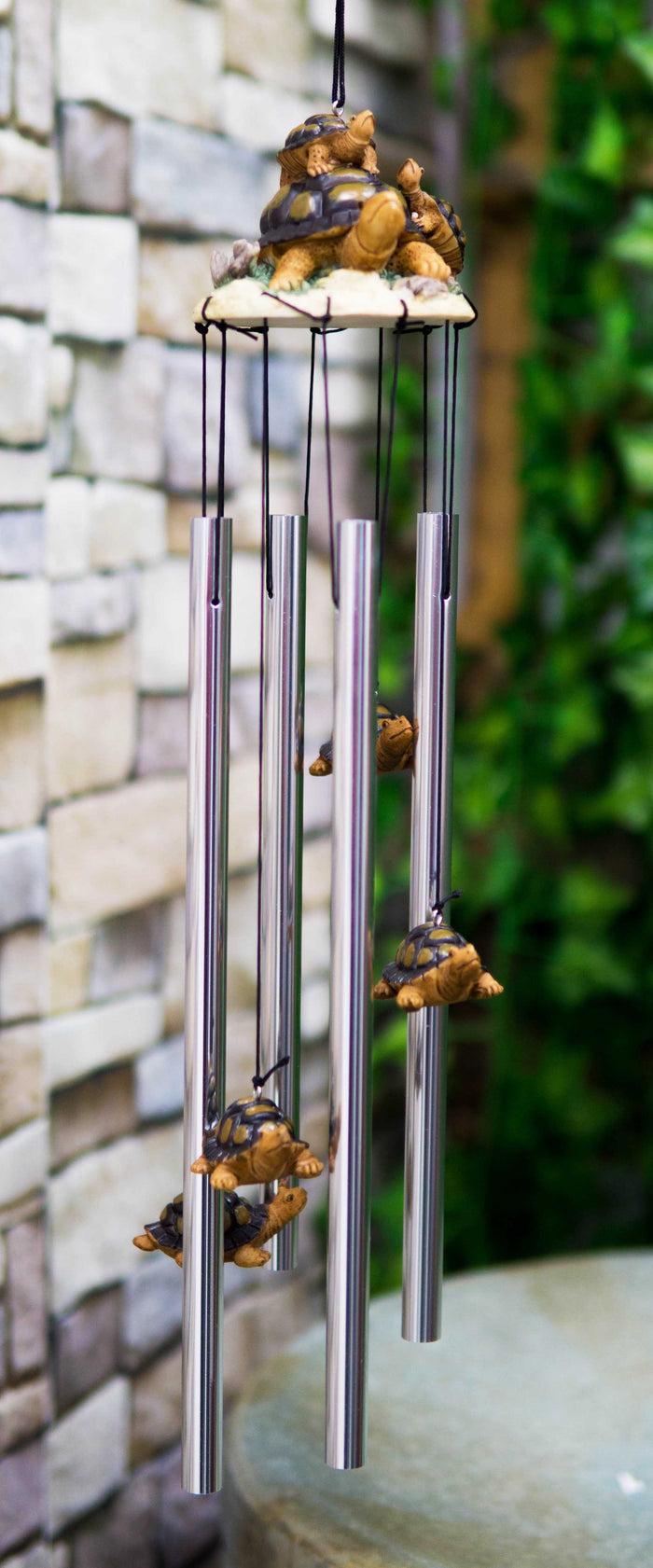 ebros gift Ebros Reptile Brown Giant Tortoise Mother Piggybacking Hatchling Wind Chime
