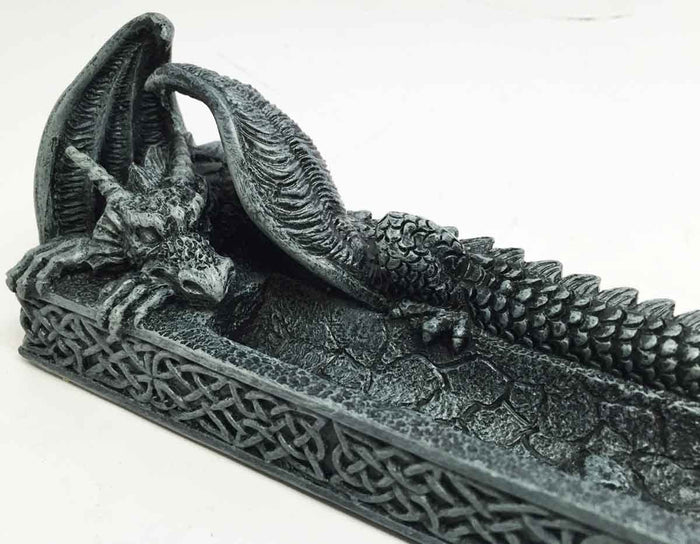 Ebros Gift Ebros Resting Bahamut Long Tail Ancient Dragon Incense Burner Figurine Sculpture