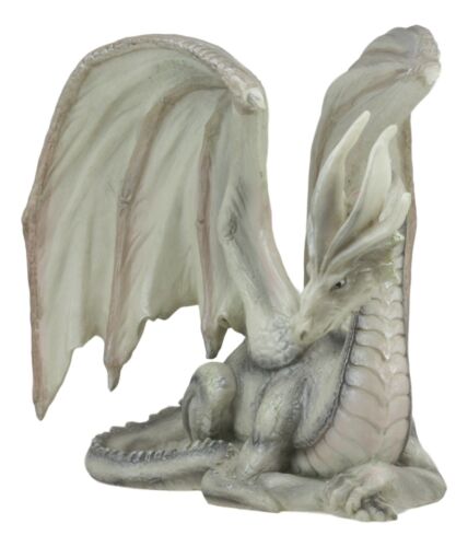 Ebros Gift Ebros Resting Wise Old White Medieval Dragon Statue 8" Long