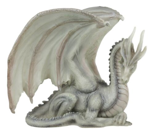 Ebros Gift Ebros Resting Wise Old White Medieval Dragon Statue 8" Long