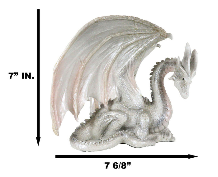 Ebros Gift Ebros Resting Wise Old White Medieval Dragon Statue 8" Long